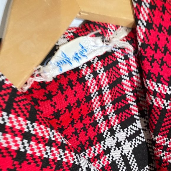 vtg womens Judy Way red plaid wide collar‎ button blouse XS-S - Picture 4 of 10